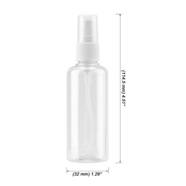 MOUYAT 50 Stück Kunststoff-Sprühflaschen, Mini-Reiseflaschen, klein, transparent, Zerstäuber, Make-up-Sprühflasche mit Kappe, leer, nachfüllbarer Nebel, Reisebehälter für Reisen, Make-up, 50 Stück