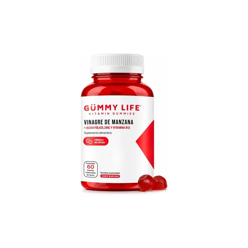 Gomitas Vinagre Manzana Gummy Life Vit B12 Zinc 60pzs 1