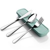 Travel Utensils with Case,SAOHYPEI Portable Silverware Set for Work, 4-Piece