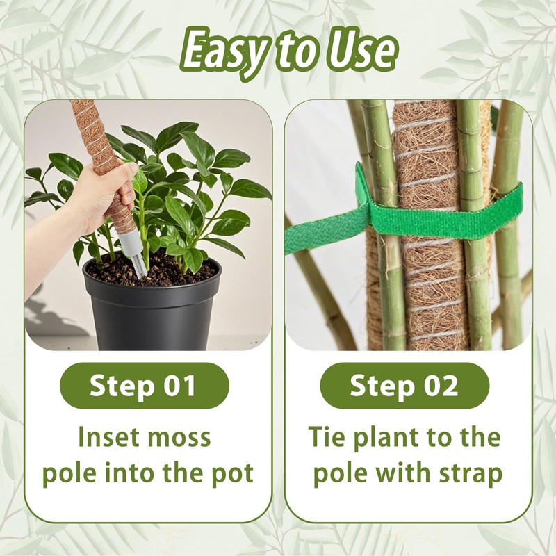 3 Pack Moss Pole, 28" 48" 63" Monstera Plant Support