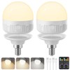 2Packs E12 Rechargeable Light Bulbs with Remote Control, 5W 350lm