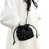 NAMEOF Women's Sequins Drawstring Bag, Mini Handbag, Shoulder Bag, Occasion