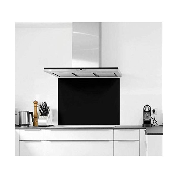 Home Supplies Black Splashbacks for Cookers, Toughened Glass Heat Resistant Splashback for Kitchen (Black, 6060B)