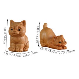 iplusmile 2pcs Hand Carved Cat Figurines Vintage Miniature Wooden Cat Statues for Home Decor Unique Craftsmanship Adornment