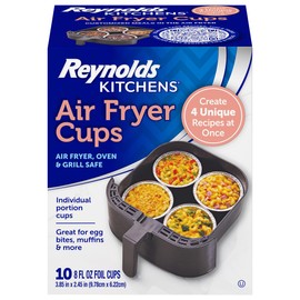 Reynolds Kitchens Air Fryer Cups, Easily Cook Individual Air Fryer Food and Non-Traditional Foods, Great for Meal Prepping and Picky Eaters, Oven-Safe and Grill-Safe, 10 Pack, 8 fl oz.
