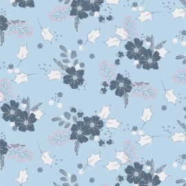 Clothworks Winter Gardens Fabric Main Floral Y4126-87 Light Blue Denim BTHY Meags & Me