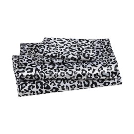 Beatrice Home Fashions 100% Luxury Satin Polyester Sheet Set, King, Snow Leopard