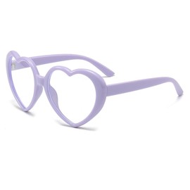 NIDOVIX Heart Frame Clear Lens Glasses for Women Classic Vintage Retro Red Heart Non-Prescription Eyeglasses (Purple)