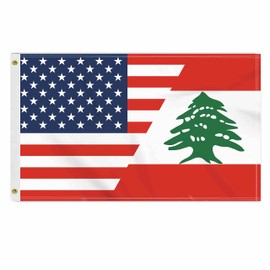 3×5 FT USA Lebanon Flag, Large 150D America Lebanese Outdoor Banner,Double Side Printing American Decor For Patio Garden With Brass Gromment