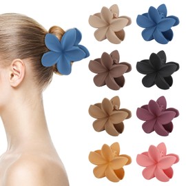 Pack of 8 Flower Hair Clips, Matte Hair Clip, Flower Hair Clip, Large Thick Hair, Flower Hair Clip, Non-Slip for Women and Girls (8 Colours)