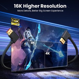 Kework 5.9 Inch 3D 52Gbps DisplayPort 16K@30Hz Extension Cable, Up Angle Male to Female DP 2.1 Extender Cord, Compatible with FreeSync G-Sync Gaming Monitor, Support 8K@120Hz 4K@240Hz 165Hz 144Hz