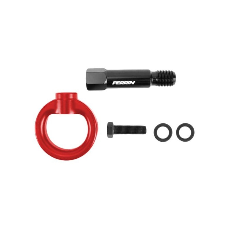 Perrin Performance Aluminum Front Tow Hook Kit Red Compatible with