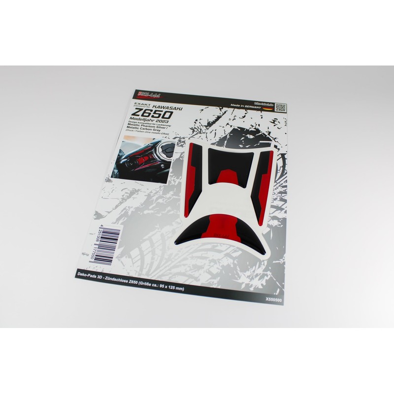 Tankpad Ignition Switch Sticker Compatible with Kawasaki Z650 Red Silver