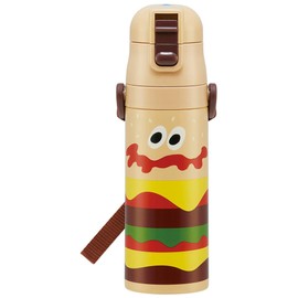 Skater SDC4-A Children's Stainless Steel Water Bottle, Direct Drinking Burger Conx, 16.5 fl oz (470 ml)
