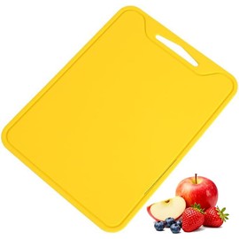 Jerliflyer Silicone Cutting Board,8.6 * 11.8in BPA Free Flexible Kitchen Chopping Board for Meat, Vegetables and Fruit,Dishwasher Safe(Yellow)