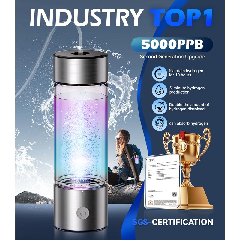 4.0 Upgrade Hydrogen Water Bottle & Hydrogen Absorption 【SGS Certification