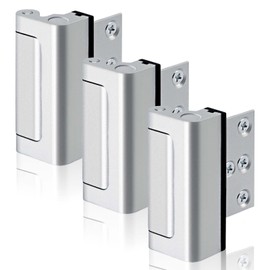 GreaTalent 3PACK Home Security Door Reinforcement Lock Childproof, Add High Security to Home Prevent Unauthorized Entry, Aluminum Construction Finish, Frame Lock, Silver
