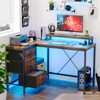 Patikuin L Shaped Desk with Power Outlets & LED Lights,