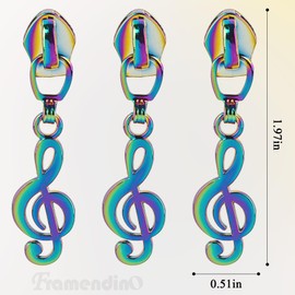 Framendino, 12 Pack Zipper Pulls #5 Rainbow Flower Metal Replacement Sliders for Purse Bag Luggage Music Note Shaped