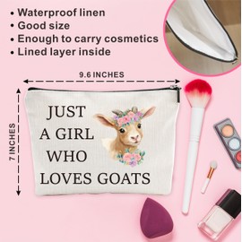 Funny Makeup Bag For Women, Just Girl Who Loves Goats, Cute Cosmetic Bag Animals Lover, Birthday Gifts To Sister,Friends, Fun Travel Makeup Bag, Women'S Decorations & Accessories-10