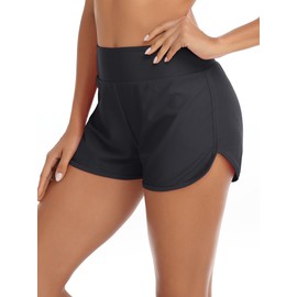 RELLECIGA Women's Black High Waisted Swim Shorts Swim Board Shorts for Women Size XX-Large