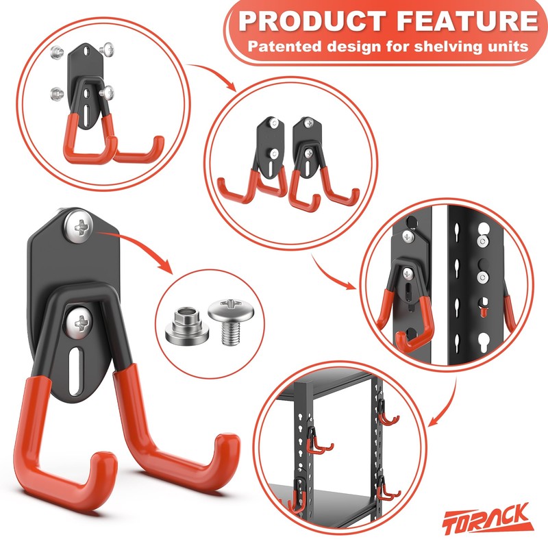 TORACK 15 PCS Garage Storage System Hooks, Shelving Hooks for