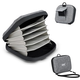 JJC Durable Hard Shell Lens Filter Case Up to 95mm, 4 Pockets Lens Filter Holder Bag with Belt Loop and Wrist Strap, Camera Lens Filter Storage Case Carrying Pouch for Filter Round Filter ND UV CPL