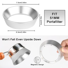 54mm Dosing Funnel, Magnetic Espresso Dosing Funnel, Aluminum Portafilter Funnel Compatible with All 54mm Espresso Portafilters, Sturdy Dosing Ring for Cafe, Home, Barista