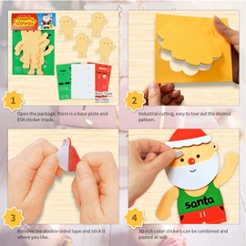 VKPI 4 Pieces Christmas Santa Foam Art Crafts Kit, DIY Make Your Own Santas, Cartoon Merry Xmas Gift for Kids Ages 4+ Toddler, Preschool Learning Toy for Birthday Party Favor Supplies