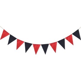 Uniwish Pre-Strung Black and Red Triangle Flag Banner Garland for Black,
