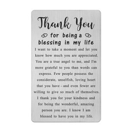 TGCNQ Metal Engraved Card - Thank You Gifts for Women Men - Appreciation Gifts for Friends - Thank You for Being A Blessing In My Life