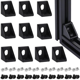 Corner Bracket, 9 Piece Angle Bracket, 10 Piece Set 20x20x17mm Right Angle Bracket Support 2020 Series Aluminum Profile Connector Set Joint Hardware Universal Shelf Brackets Component Connections
