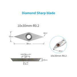DEEFIINE 15Pcs Tungsten Carbide Cutters Inserts Set for Wood Lathe Turning Tools (11mm Square, 11mm Square with Radius R50,12mm and 8.9mm Round,30x10mm Diamond with Sharp Point With 8pcs Screws)