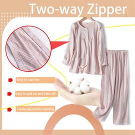 AUSTYLCO Adaptive Clothing for Men Nursing Pajamas,Tear Away Cotton Patient Gowns with Pocket