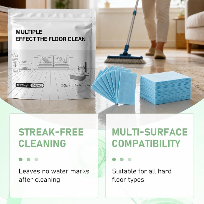 2Pcs Multi Purpose Floor Cleaning Sheet,Quick Shine Floor Cleaner,Multiple Effect