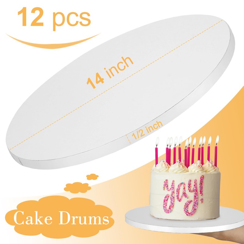 Sudaya 12 PCS Cake Drums 14 Inch, 14inch Drum, Cake