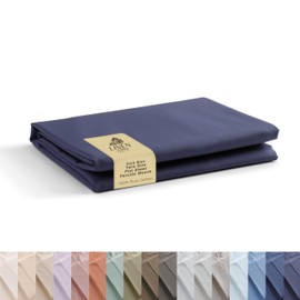 Linen Home 100% Cotton Percale 1 Flat Sheet, Twin Size - Crisp, Cool and Strong Bed Linen, Luxury Breathable Sheet, Dark Blue