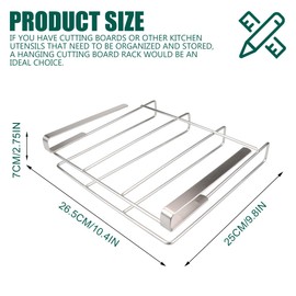 DOERDO Stainless Steel Hanging Chopping Board Rack Kitchen Organizer Metal Stand, Cutting Board Rack, Sliver, 10.4x9.8Inch