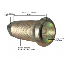 Dayton Parts Ten M-132 RH Stud-Piloted Budd Wheel Inner Cap Nuts - 3-1/16" Long