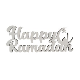 Melis Deko-Schriftzug - Happy Ramadan – Schild aus Holz in weiß – 30cm