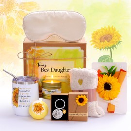 Daughter Sunflower Gifts From Mom/Dad,Unique Funny Basket Gifts for Daughter,Christmas Gifts for Daughter Ideas Gifts