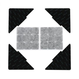 Yoaier 2-in-1 Rug Gripper Kit: 4 Pcs Black Non-Slip Stickers for Living/Bath/Entryway Rugs on Hardwood, Tile & Laminate + 18 Pcs Chair Leg Pads, Reusable Carpet Tape, Stop Corners Curling