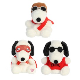 Aurora 3 Piece Peanuts Palm Pals Snoopy Bundle, Kissing Bandit, Joe Cool and Flying Ace, 5 inch