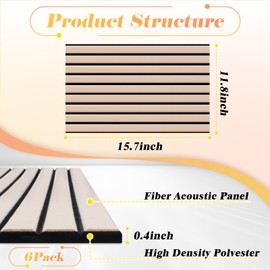 6 Pack Large Acoustical Wall Panels, Sound Proof Panels for Wall, 16 x 12 x 0.4 Inches Self-Adhesive Acoustical Soundproof Panels,Acoustic Treatment for Home Office Recording Studio Camel