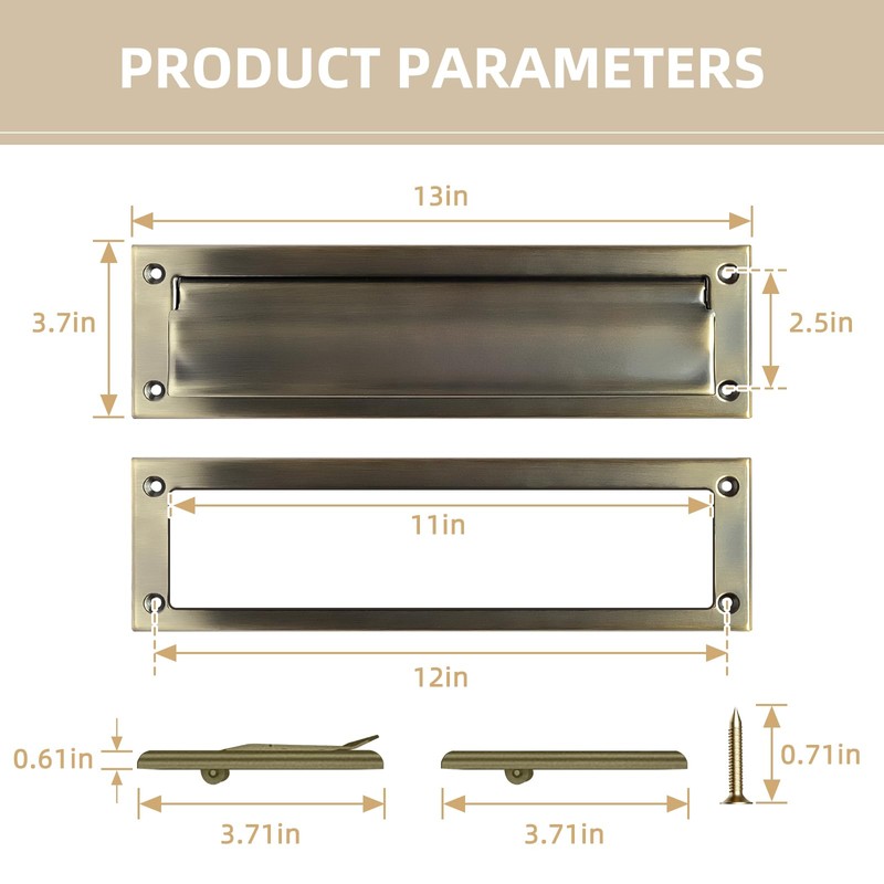 Mail Slot Antique Brass,13Inch Stainless Steel Mail Slot Cover for