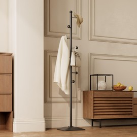 ZHBHYZ coat rack freestanding, heavy duty metal coat hanger stand,Hall Tree with 7 Hooks and Cast iron base for Clothes,Hat,Bag,jacket.Coat Tree for Entryway, Hallway,bedroom,Living room (black)