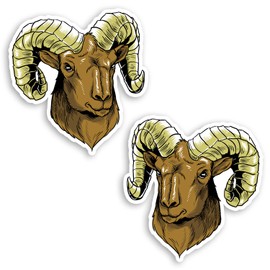 2 x 10cm Male Sheep Ram Vinyl Stickers - Aries Star Sign Animal Sticker #70682