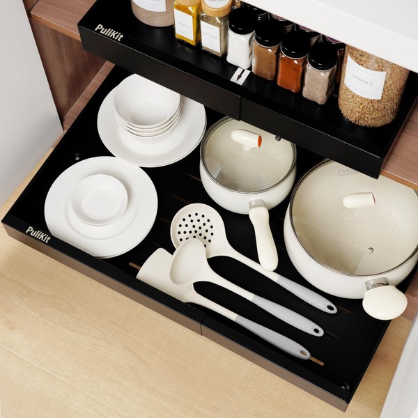 Pull Out Cabinet Organizer 16.5" Deep Heavy Duty Slide outside