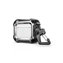 Dexnor Compatible with Airpods 3 Case(2021) Clear Hard PC & Silicone Protective Cover [LED Visible] [Supports Wireless Charging] 360 Full Body Skin for AirPods 3rd Generation Case (Black)