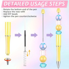 50 Pieces Plastic Beadable Pen Bulk Bead Ballpoint Shaft Black Ink Beaded Pens w